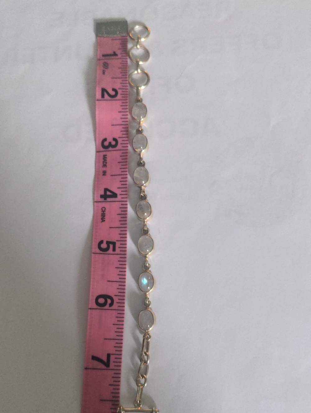 New Sterling Silver Moonstone Bracelet, Adjustable From 6-7 1/2" Dainty - Picture 6 of 6
